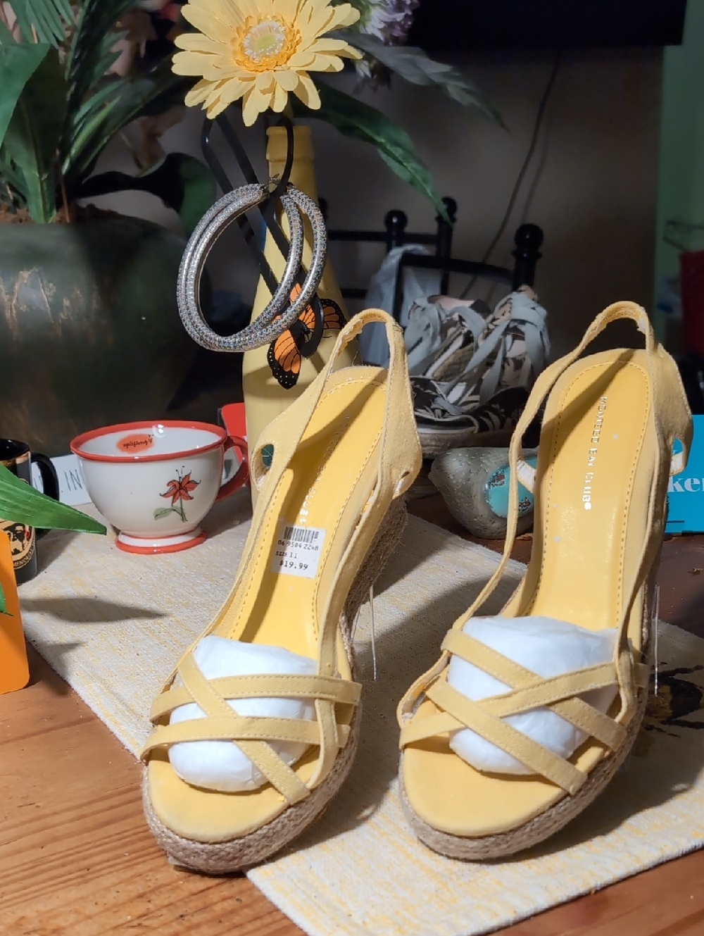 Montego Bay Club Yellow Espadrille Wedge Sandals